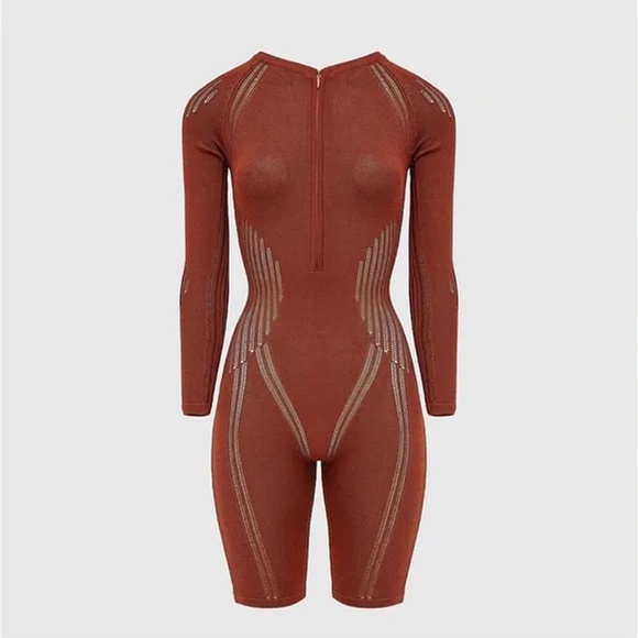 MANIERE DE VOIR | Classic Knitted Contour Elegant Playsuit in Rust | Size M - Picture 1 of 11